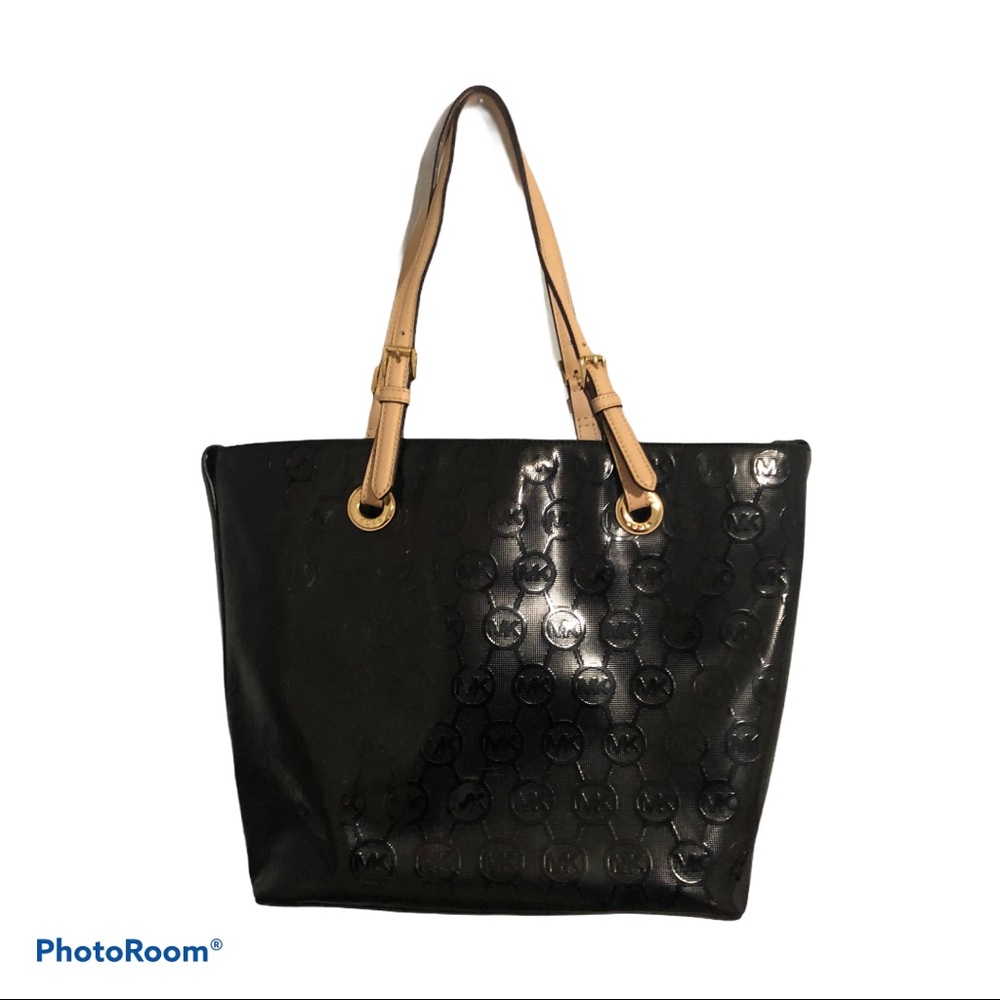 Michael Kors Patent Leather Tote | Black/Cream
